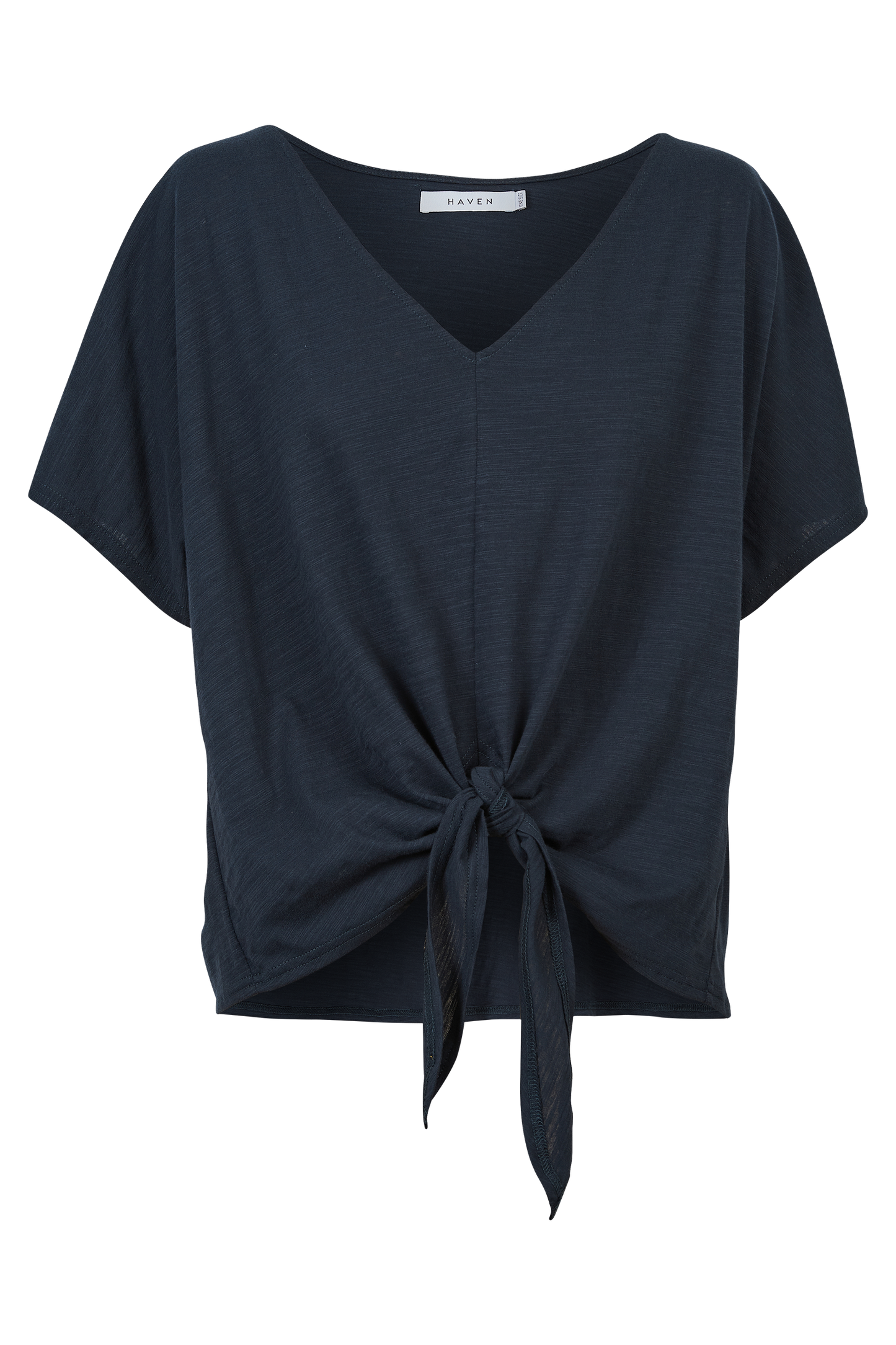 San Sebastian T-Shirt, knot tie front, amazon, salt, navy, summer, winter, stylish, eb&ive, isle of mine, haven, jogger, denim, smart casual, comfortable, on trend, inclusive sizing, Australian designers, fashion, options, eco friendly options, sustainable clothing, sourced locally, lady start up, small business, support small business, knits, sale, ethically manufactured