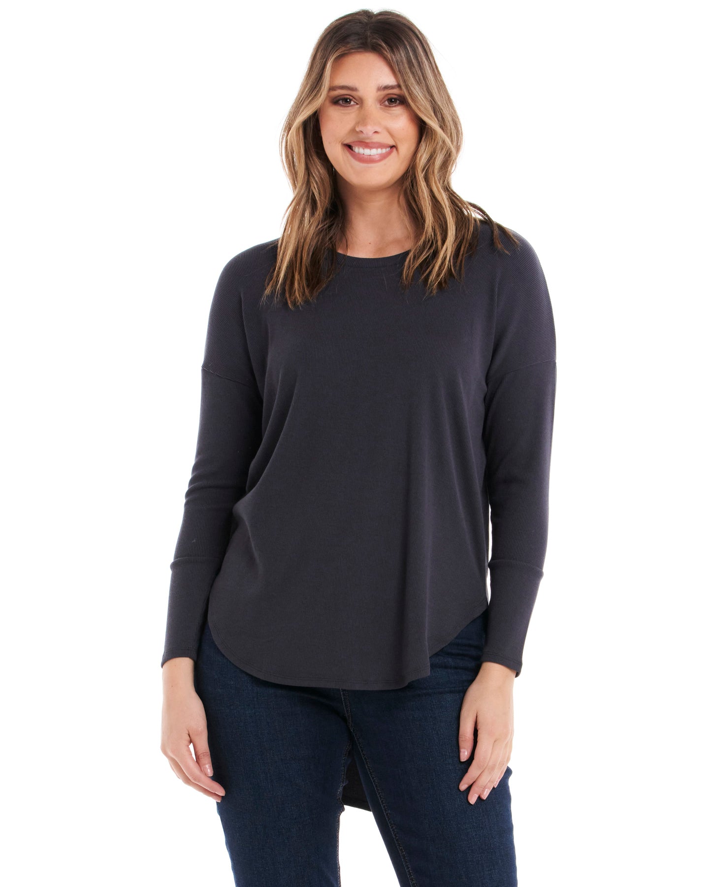 Oxford Ribbed Long Sleeve - Steel
