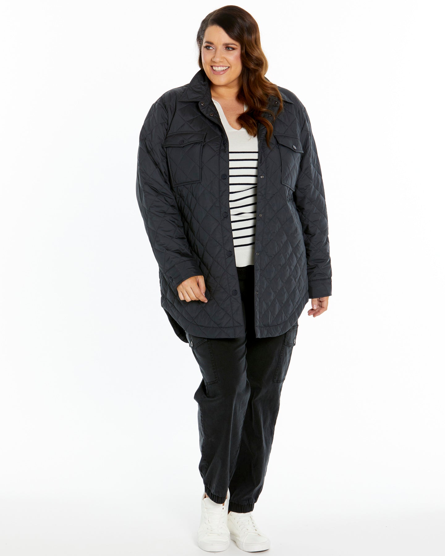 Pasadena Quilted Shacket - Gun Metal