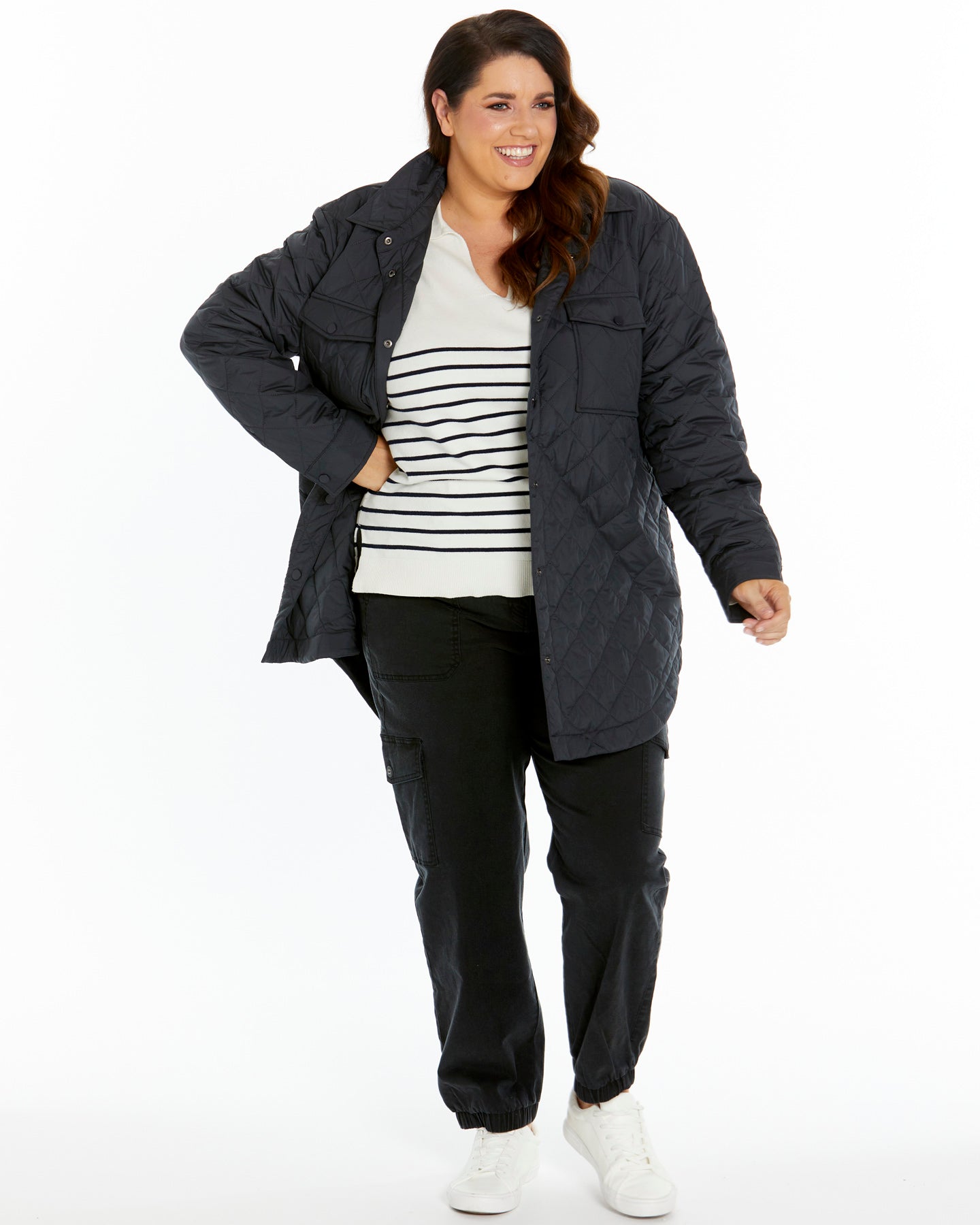 Pasadena Quilted Shacket - Gun Metal