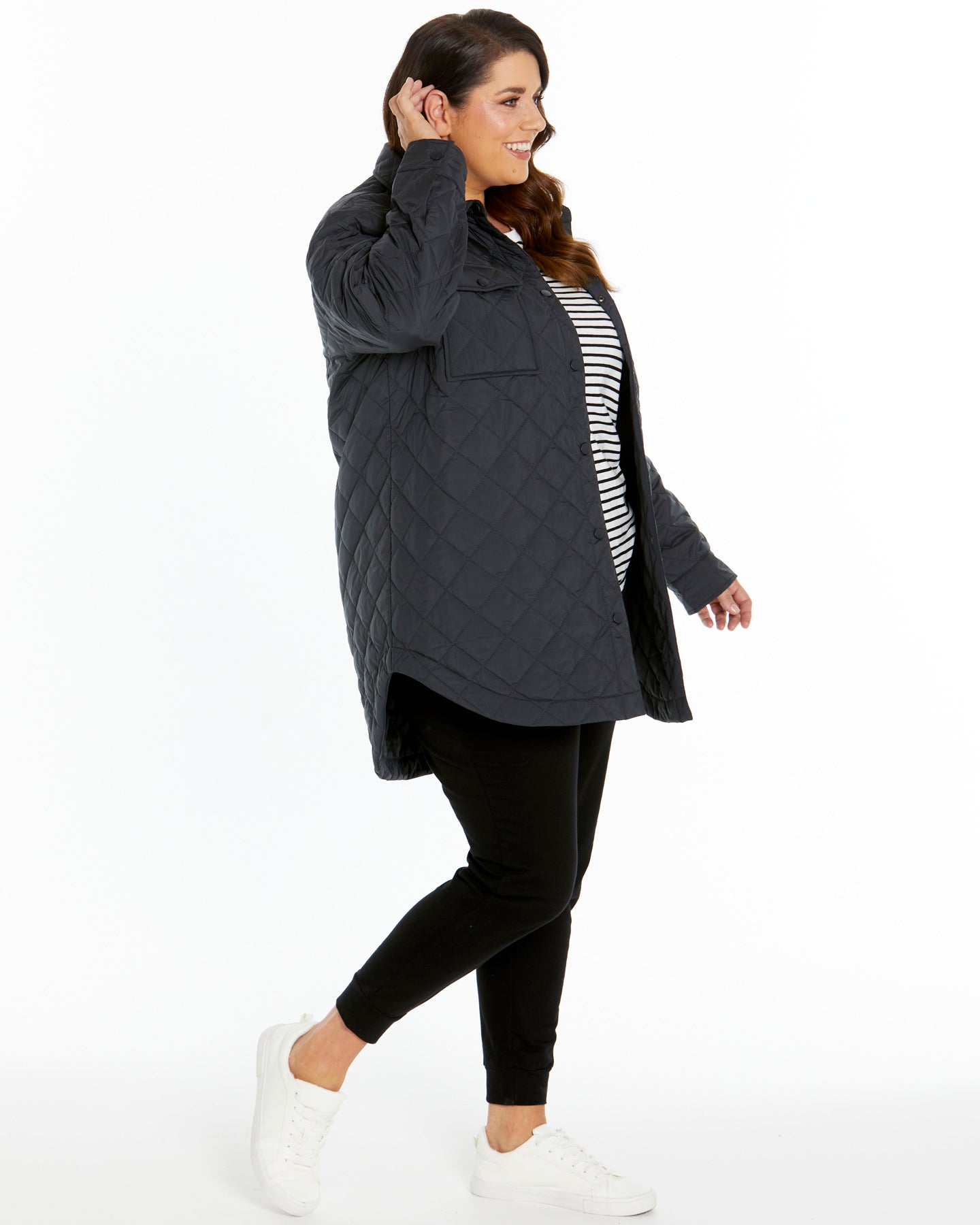 Pasadena Quilted Shacket - Gun Metal
