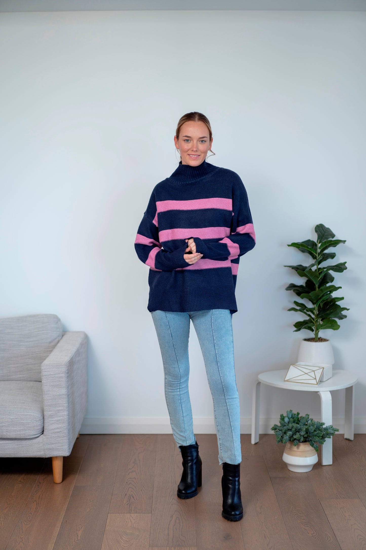 Bree Stripe Knit - Navy