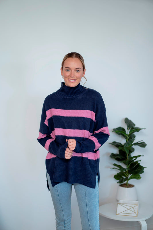 Bree Stripe Knit - Navy