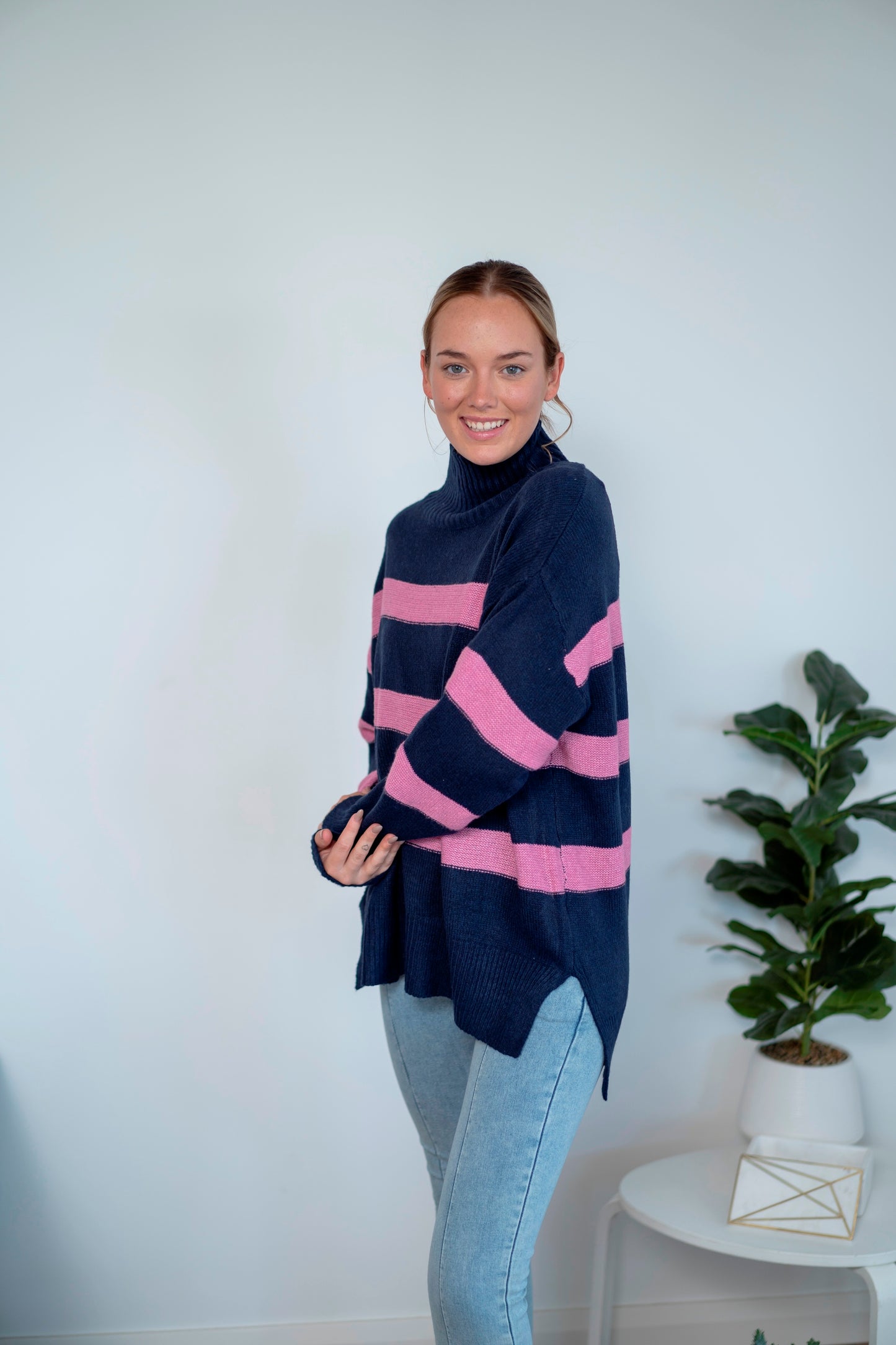 Bree Stripe Knit - Navy