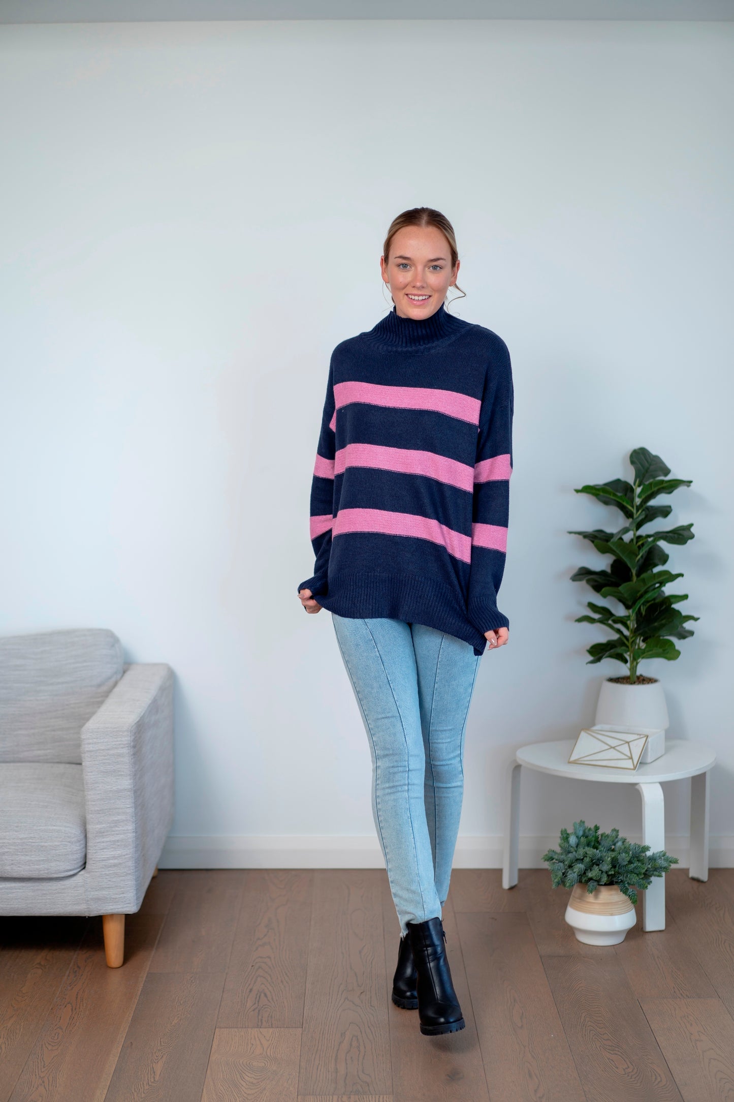 Bree Stripe Knit - Navy