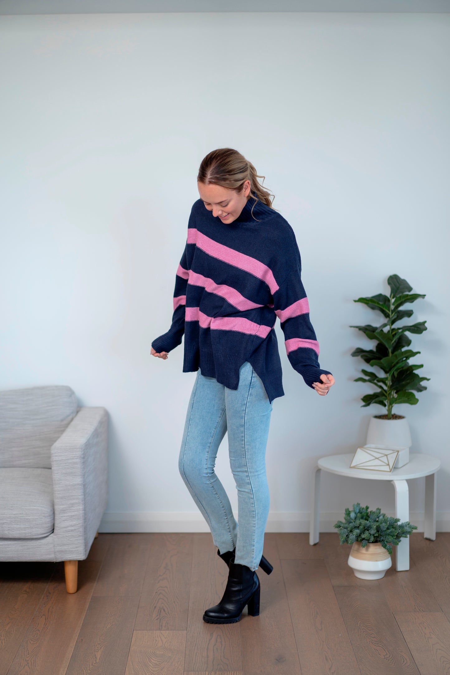 Bree Stripe Knit - Navy