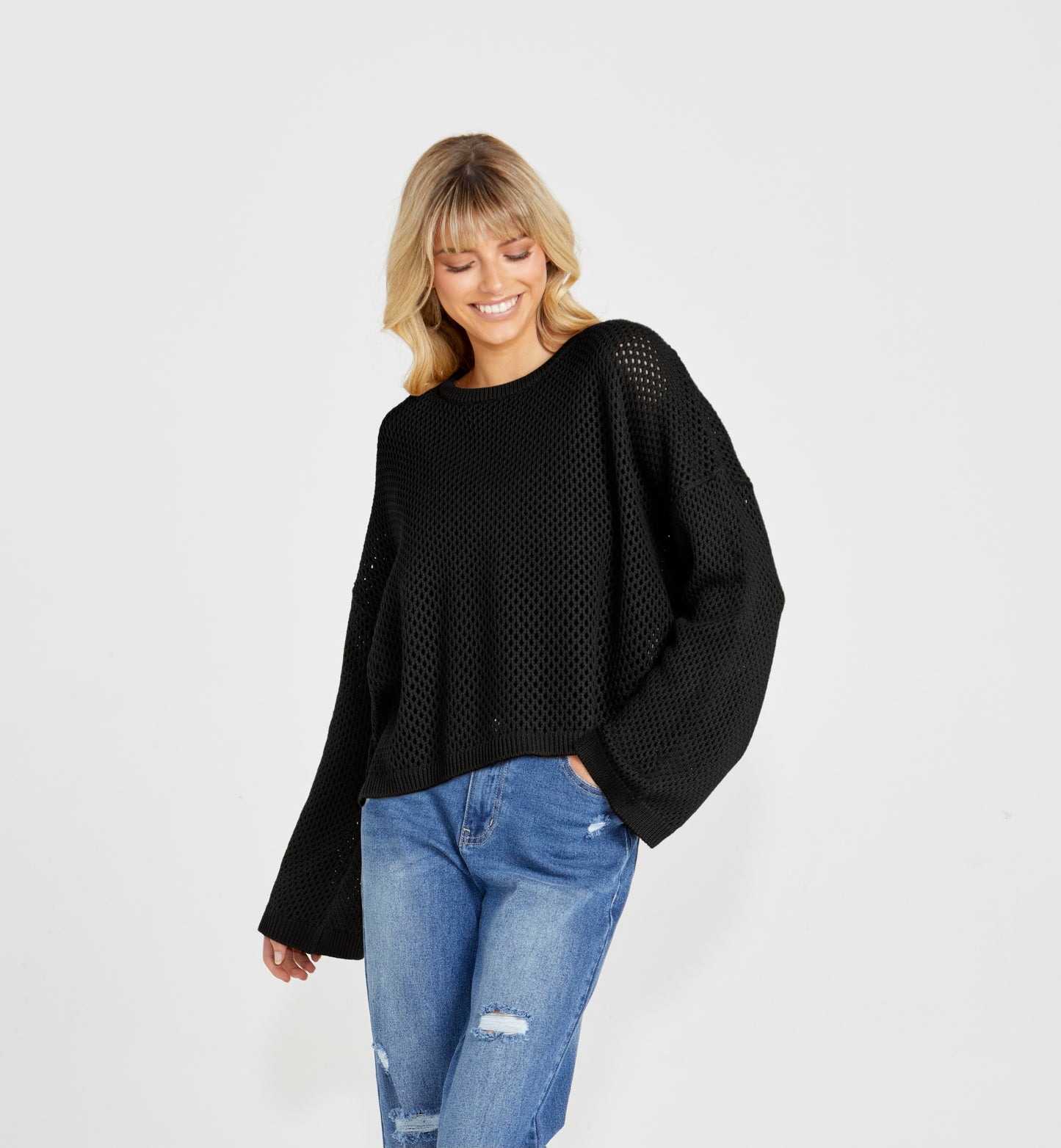 Lily Bell Sleeve Top - Black