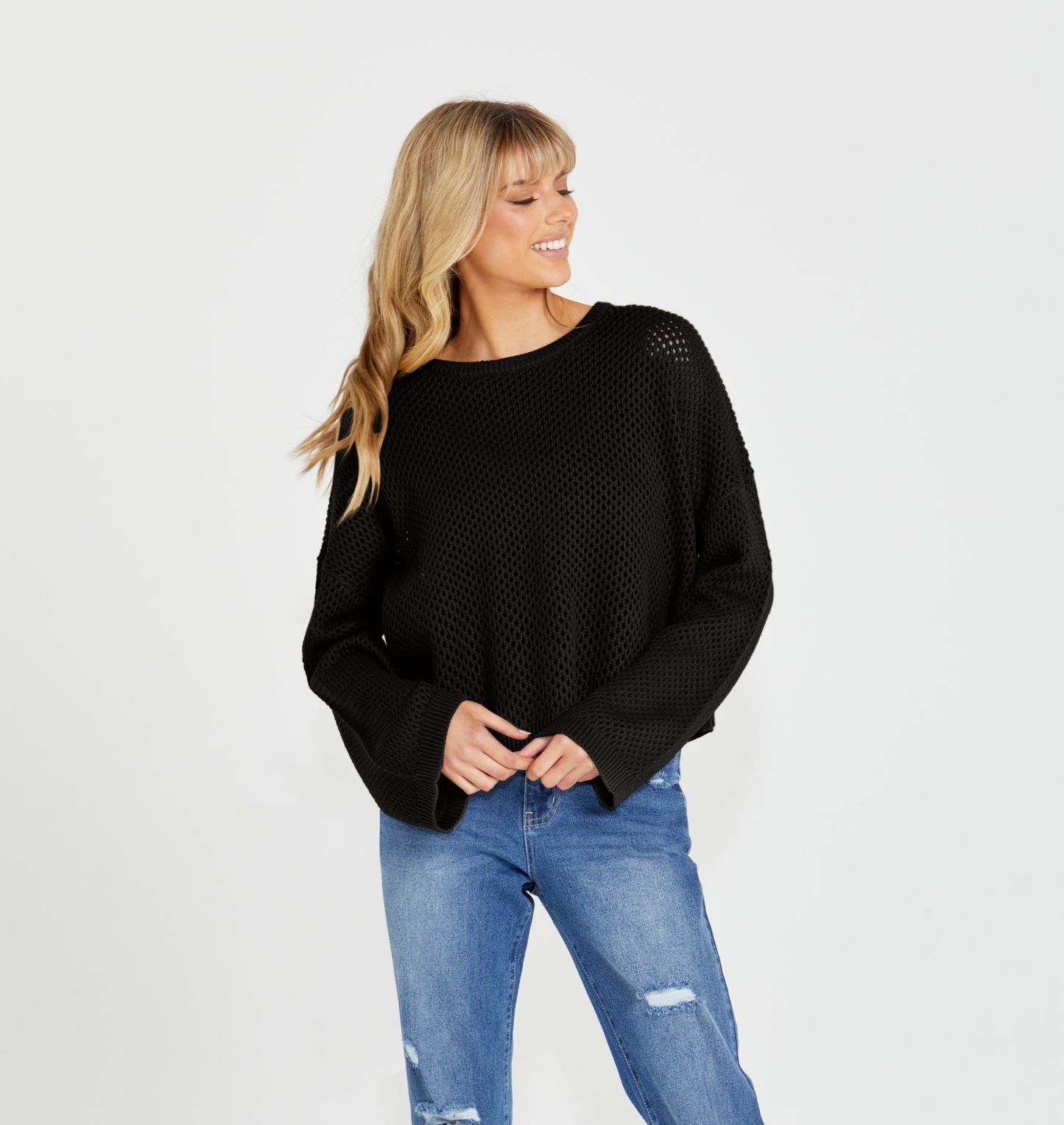 Lily Bell Sleeve Top - Black