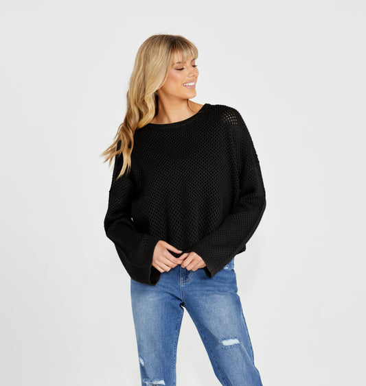 Lily Bell Sleeve Top - Black