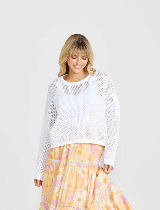 Lily Bell Sleeve Top - White