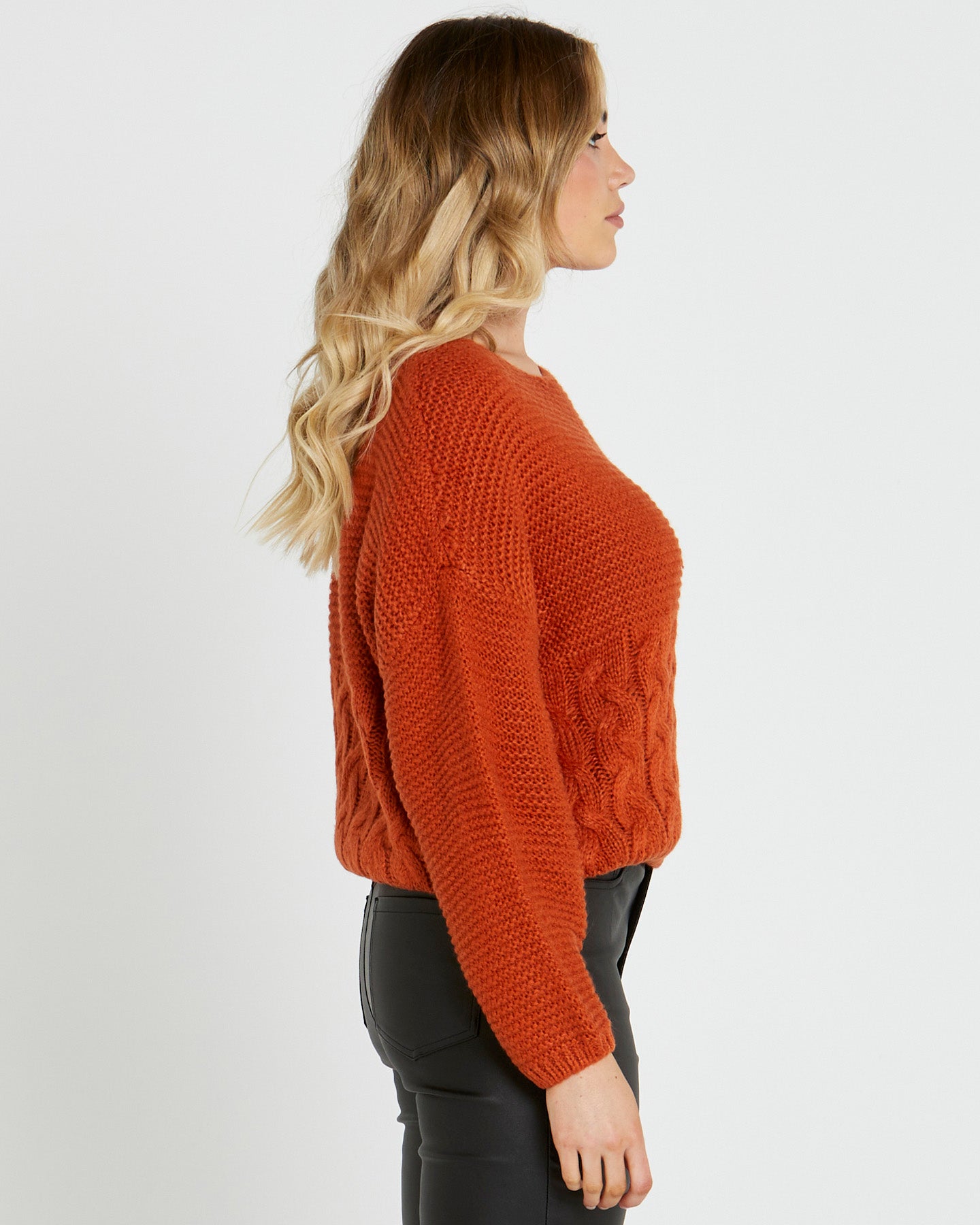 Erin Cable Knit - Burnt Orange
