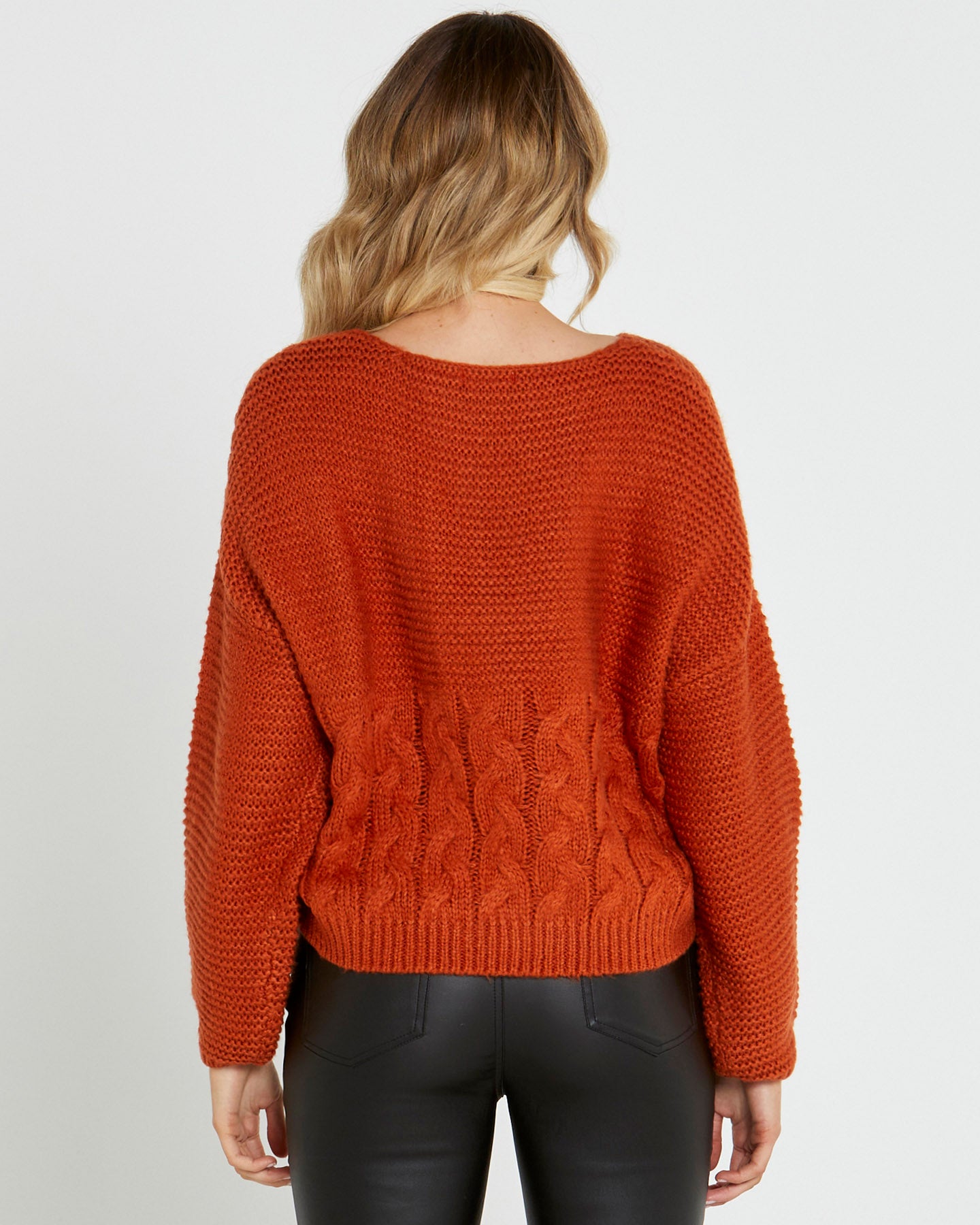 Erin Cable Knit - Burnt Orange