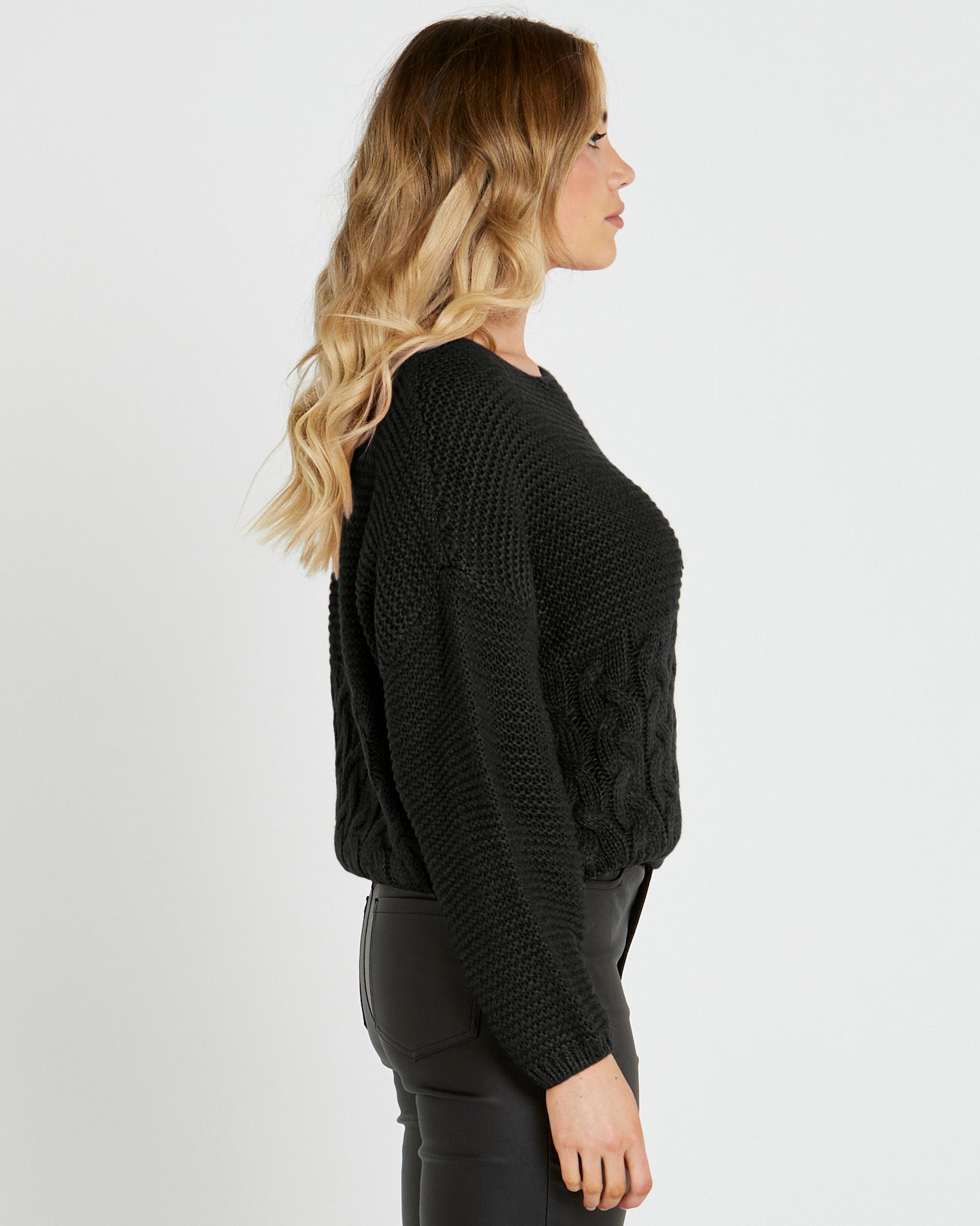 Erin Cable Knit - Charcoal