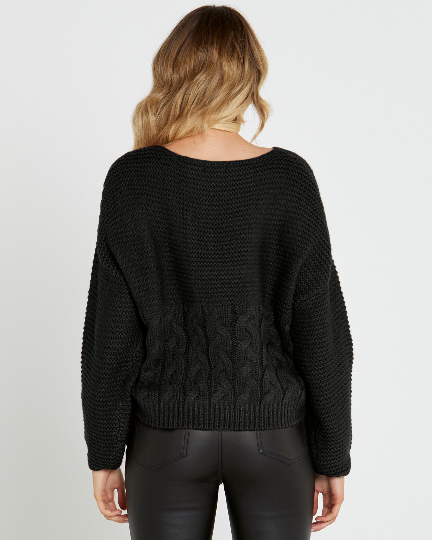 Erin Cable Knit - Charcoal