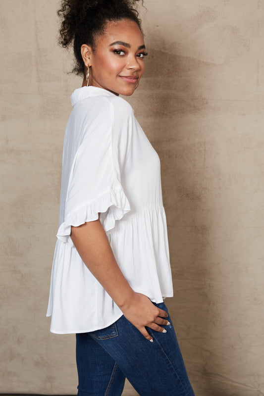 Alma Button Top - Salt