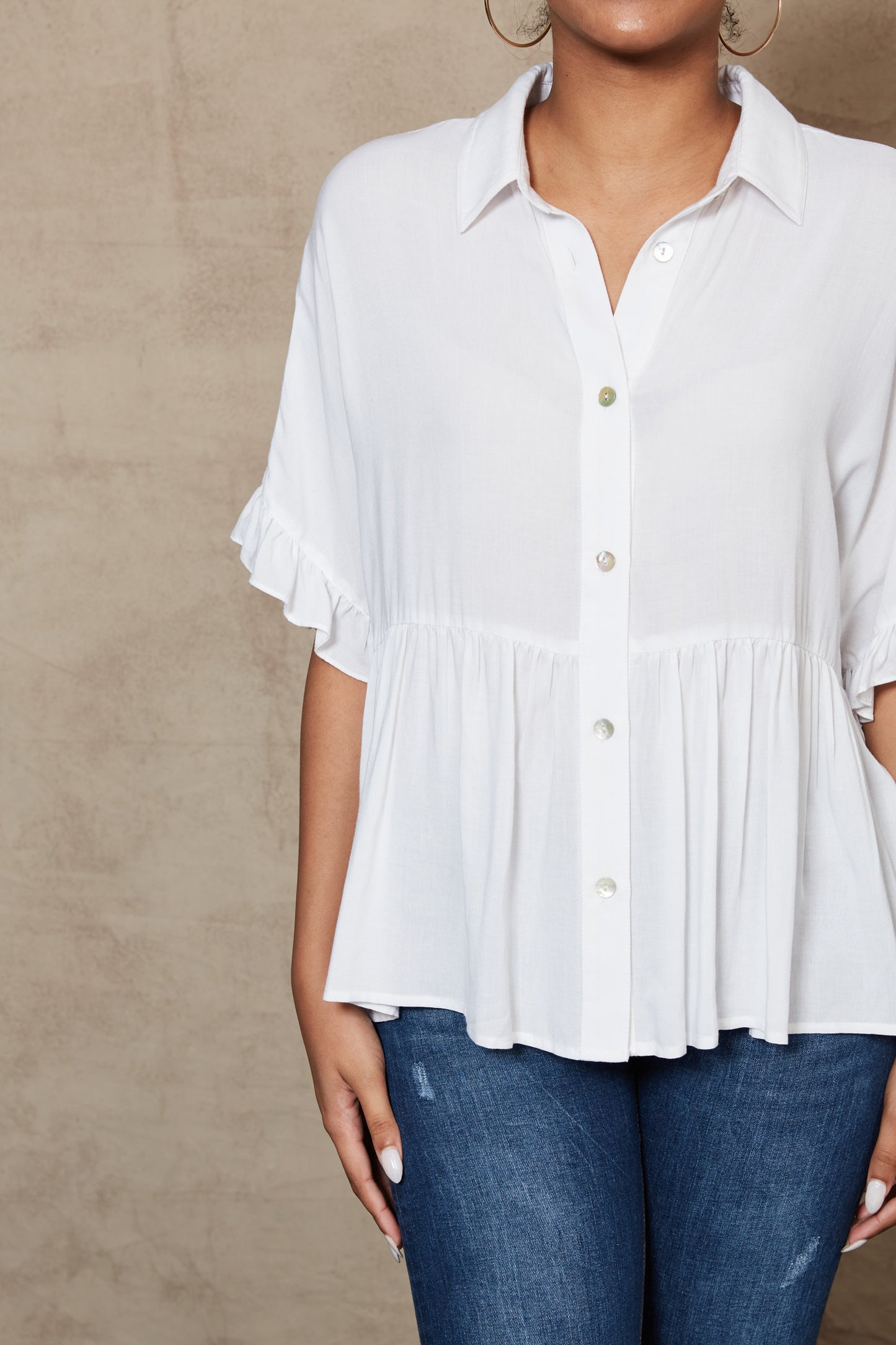 Alma Button Top - Salt