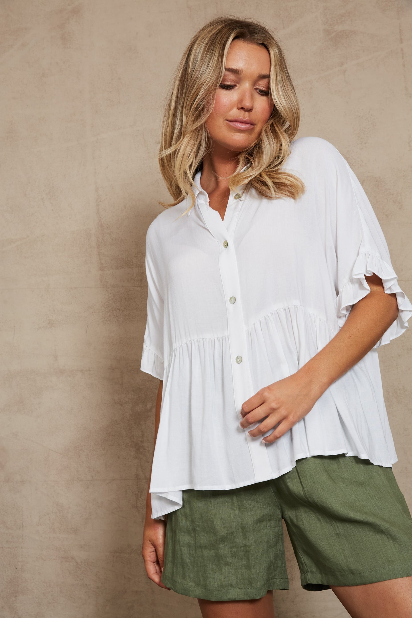 Alma Button Top - Salt
