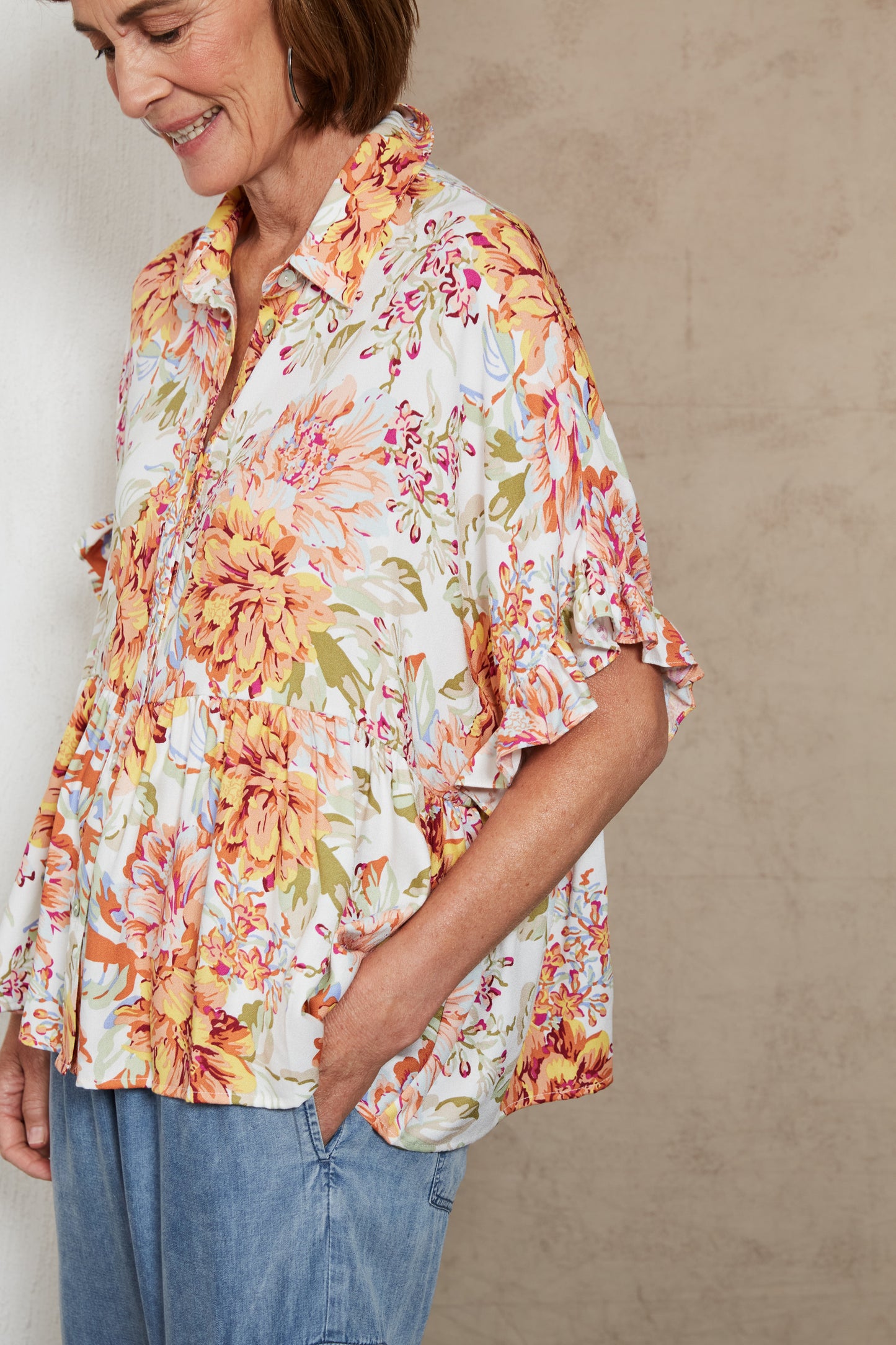 Alma Button Top - Salt Jardin