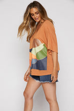 Load image into Gallery viewer, Libra Rising T-Shirt, salt, sapphire, rust, earthy tones, motif, drop shoulder, deep v-neck, linen/rayon blend, summer, winter, stylish, eb&amp;ive, isle of mine, haven, jogger, denim, smart casual, comfortable, on trend, inclusive sizing, Australian designers, fashion, options, eco friendly options, sustainable clothing, sourced locally, lady start up, small business, support small business, knits, sale, ethically manufactured
