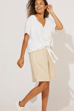 Load image into Gallery viewer, San Sebastian T-Shirt, knot tie front, amazon, salt, navy, summer, winter, stylish, eb&amp;ive, isle of mine, haven, jogger, denim, smart casual, comfortable, on trend, inclusive sizing, Australian designers, fashion, options, eco friendly options, sustainable clothing, sourced locally, lady start up, small business, support small business, knits, sale, ethically manufactured 
