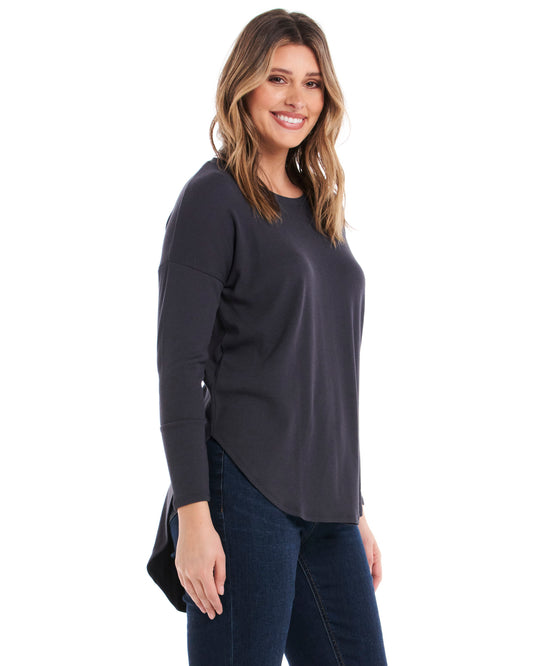 Oxford Ribbed Long Sleeve - Steel