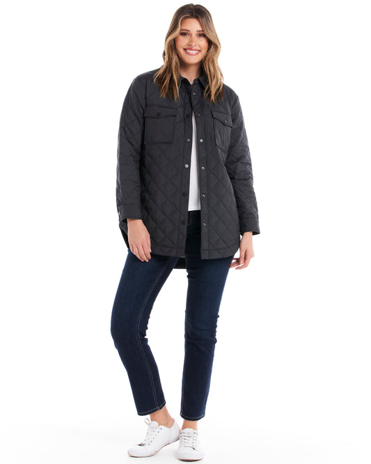 Pasadena Quilted Shacket - Gun Metal