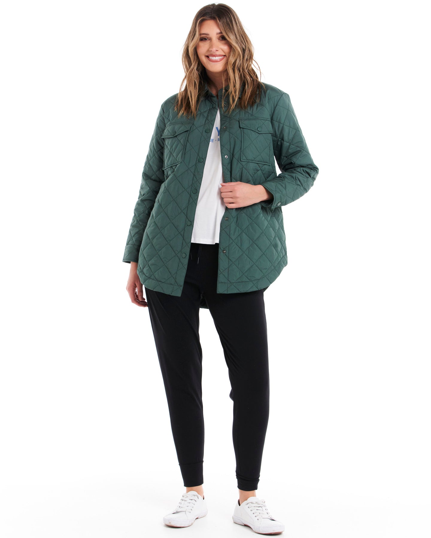 Pasadena Quilted Shacket - Silver Fern