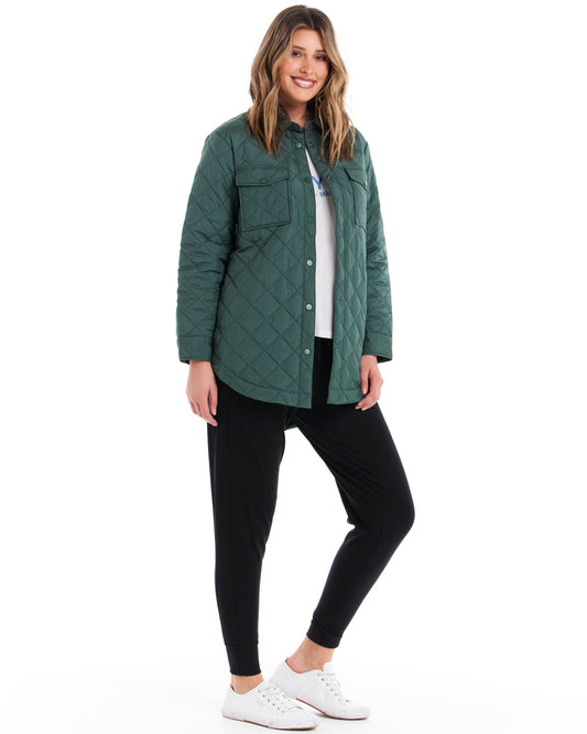 Pasadena Quilted Shacket - Silver Fern