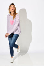 Load image into Gallery viewer, Sail Away Top, heart motif, Bamboo, Lilac, Lollipop, Malibu, linen/cotton blend, scoop hem, round neck, longer back, summer, winter, stylish, eb&amp;ive, isle of mine, haven, jogger, denim, smart casual, comfortable, on trend, inclusive sizing, Australian designers, fashion, options, eco friendly options, sustainable clothing, sourced locally, lady start up, small business, support small business, knits, sale, ethically manufactured 
