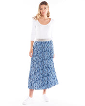 Load image into Gallery viewer, Tilli Skirt Indi Flower, relaxed pleat design, contrast elastic waistband, midi length, autumn 2022, winter 2022, viscose blend, a-line, small business, online, sass clothing, betty basics
